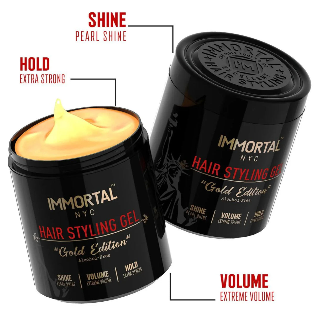 Immortal nyc hair styling gel gold edition
