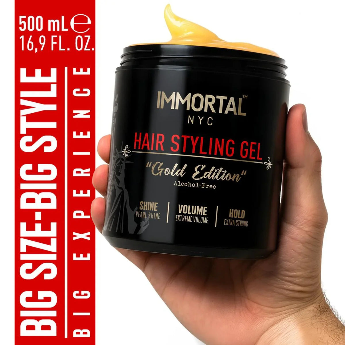 Immortal nyc hair styling gel gold edition